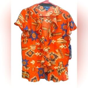 Burnt Orange Ruffled Blouse​​​​​​​​​​